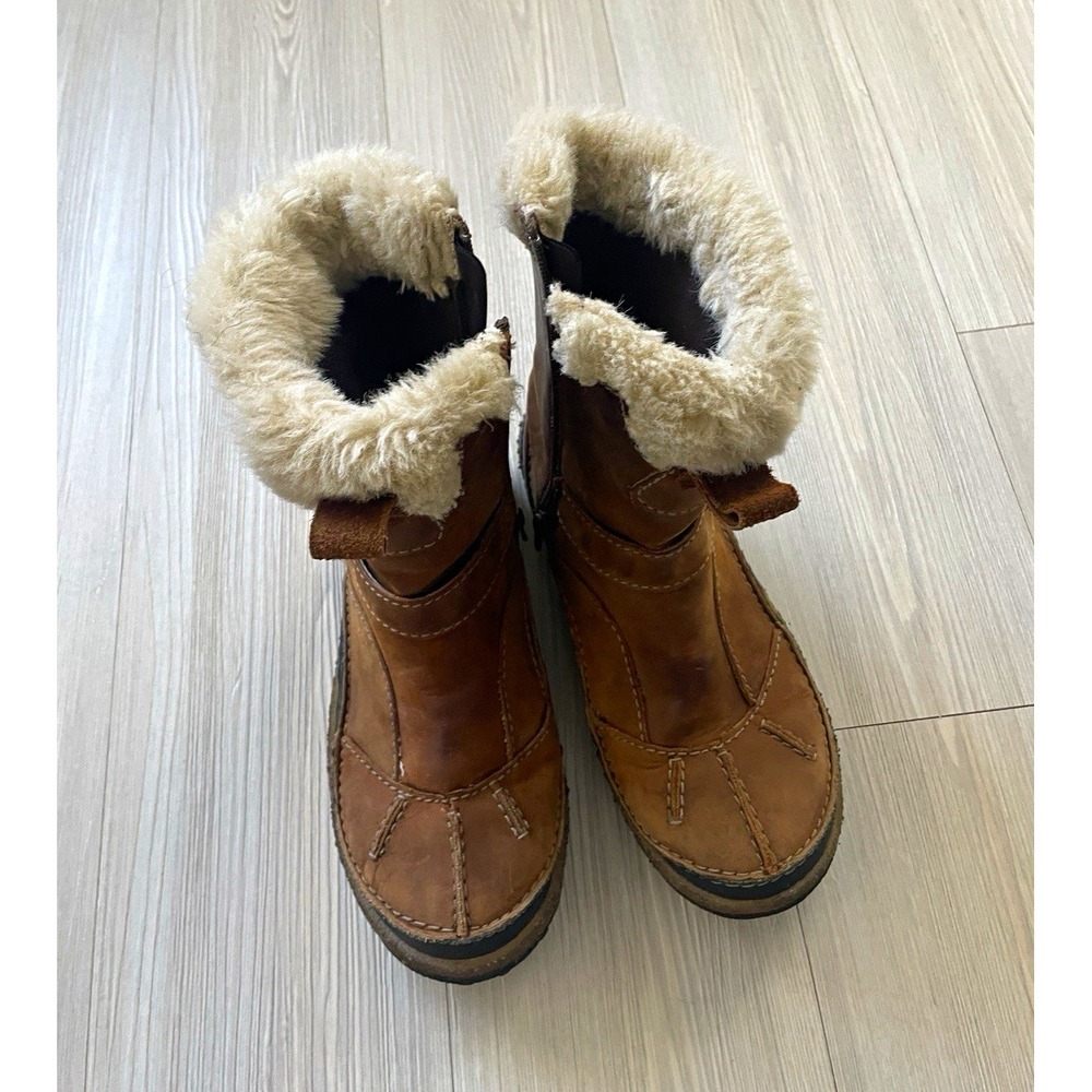 Merrell Taiga Buckle Waterproof Mid-Calf Leather Boots Faux Fur Trim US 7
